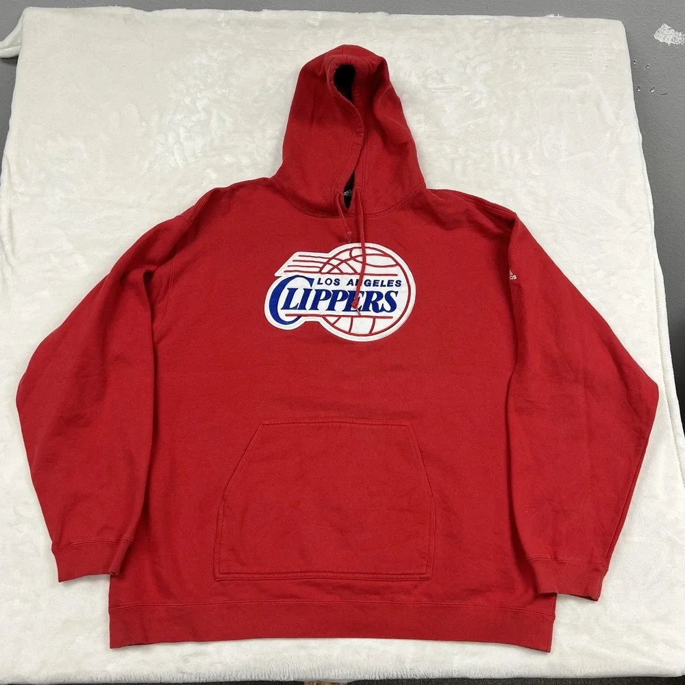 Adidas Los Angeles Clippers Hoodie Mens 2XL Red NBA Basketball Sweatshirt 8983A